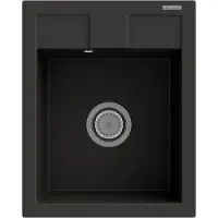 Granitan Spoelbakken Keuken Granieten Best - Enkele Spoelbak - met Sifon - 50x40x18cm - Zwart