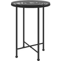 vidaXL Eettafel Ø55 cm gehard glas en staal zwart