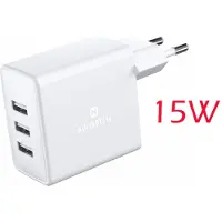 Swissten Ładowarka Sieciowa 3 X USB 3A 15W Biała