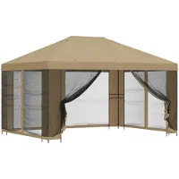 vidaXL Tuin gazebo met zijwanden 4 × 3 m Beige Polyester en Staal