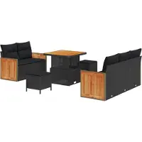 vidaXL Tuinbank Set 8 st 8-Aantal zitplaatsen Zwart