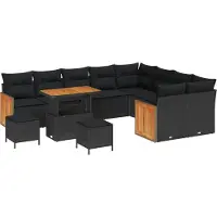 vidaXL Tuinset, 12 stuks, 12 zitplaatsen, zwart