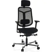 Hjh OFFICE Bureaustoel / directiestoel BICOLORE HIGH mesh / stof zwart / frame zilver