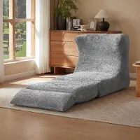 MODFU relax fauteuil met een uniek design, fauteuil met een gestructureerd oppervlak, chenille, geschikt voor een slaapbank en een fauteuil, grijs