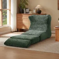 OKWISH Chaise Longue Fauteuil - Omvormbaar Tot Ligstoel - Voor Woonkamer Of Slaapkamer - Schuim - Groen