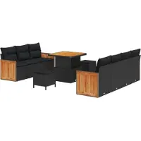 vidaXL Tuinbank Set 10 st 9-Aantal zitplaatsen Zwart