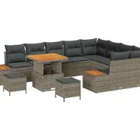 vidaXL Tuinbank Set 12 st 11-Aantal zitplaatsen Grijs