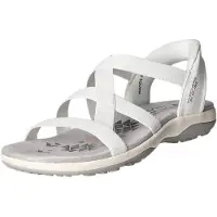 SKECHERS Dames Slip-ins Reggae Slim Stretch Flex sandalen wit (38), Plat, Geen, Casual 163460