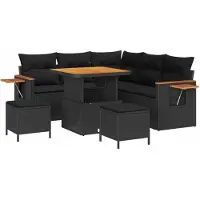 vidaXL Tuinbank Set 8 st Zwart poly rattan