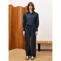 FRNCH Vigan jumpsuit gestreept schouderdetails en strikceintuur