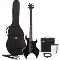 Gear4Music Harlem X Bass Guitar + 15W Amp Pack Black