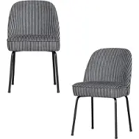 Woood Vogue Eetkamerstoelen - Geweven Stof Met Streep - Zwart/Grijs - Set van 2