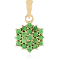 Cavill - 925 Sterling Zilver Vergulde Hanger - 19 Groen Lemshuku Tsavoriet Edelstenen - 0,675 ct Ronde Briljant - Bloemvorm - Luxe Sieraad Dames
