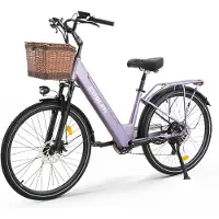 CYSUM X-City Elektrische Stadsfiets - 250W Motor - 26*1.95 Inch - 48V10.4Ah Accu - Shimano 7-Snelheden - 60-100KM Bereik - Paars