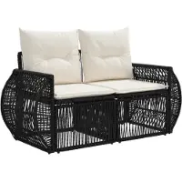 vidaXL Tuinbank Set 4 st Zwart en Crème Wit poly rattan