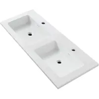 Aloni Wonda Square Slim Wastafel – Dubbel – Kunstmarmer – 120x1,6x52,5 cm – Mat Wit