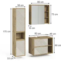 Vicco Badkamermeubelset Viola, Artisanaal eiken, .3 delen