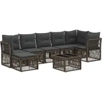 vidaXL Tuinbank Set 8 st Grijs poly rattan