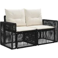 vidaXL Tuin Sofa 2-Aantal zitplaatsen Zwart poly rattan