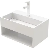 Aloni Solid Surface Wastafel – Onzichtbare Afvoer – 50x32,4x25 cm – Mat Wit
