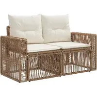 vidaXL Tuinbank Set 6 st Beige en Crème Wit poly rattan