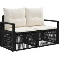 vidaXL Tuinbank Set 3 st Zwart poly rattan