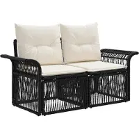 vidaXL Tuinbank Set 4 st Zwart poly rattan