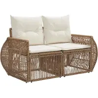 vidaXL Tuin Sofa 2-Aantal zitplaatsen Beige poly rattan