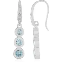 Cavill - Zilveren Oorbellen 925 Sterling Zilver - 1,544 Karaat Ronde Ratanakiri Zirkonen - Lichtblauw, Bezelzetting - Elegante Oorknoppen uit Cambodja