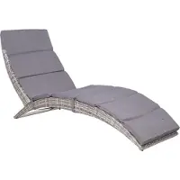 vidaXL Ligbed inklapbaar met kussen poly rattan grijs