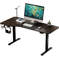 Pro-Tec Game bureau Stryn zit sta elektrisch 160x60/75x72-117 cm walnootkleurig en zwart pro.tec