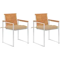 vidaXL Tuinstoelen 2 st met kussens massief acaciahout en staal