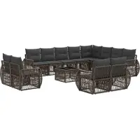 vidaXL Tuinbank Set 13 st Grijs en Donkergrijs poly rattan