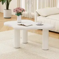 STILVORA Salontafel - Wolkvormig Design Met Marmerlook - Voor Woonkamer En Lounge - Spaanplaat En Hout - Wit