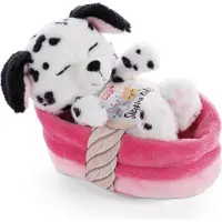Nici Dalmatische Puppy Slaapt In Mand Met Teddybeer 12 Cm Veelkleurig