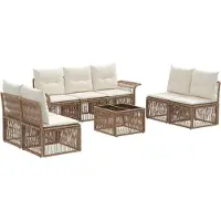 vidaXL Tuinbank Set 8 st Beige poly rattan