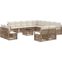vidaXL Tuinbank Set 14 st Beige poly rattan