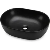Akord Ovale Wastafel ELIPSE 49 cm / Keramische Opzetwastafel / Mat Zwart