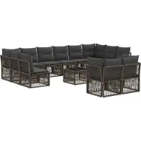 vidaXL Tuinbank Set 13 st Grijs poly rattan