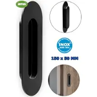 AMIG Inbouw schuifdeurkom ovaal 150x50 mm mat zwart