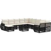 vidaXL Tuinbank Set 12 st Zwart poly rattan