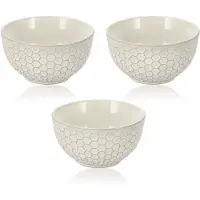 Discountershop Ramen Kommen Set van 3 – Ø14 cm Keramiek Soepkommen – 700 ml Ontbijtkommen Zonder Oor voor Yoghurt, Muesli en Salade – Grijs
