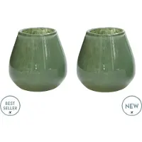 Vase the World Waxinelichthouder Tasman Elite - XSmall - Groen - Set van 2 - Ø12,5 x H11,5 cm