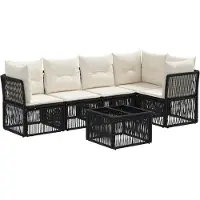 vidaXL Tuinbank Set 6 st Zwart poly rattan
