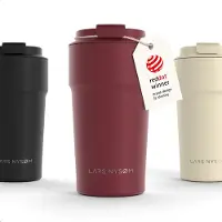 LARS NYSØM Bevægelse Thermos Coffee Mug-to-go 500ml - BPA-vrij met Isolatie - Lekvrije Roestvrijstalen Thermosbeker (Berry Red - Powder)