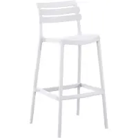 CLP Barkruk Rafan met rugleuning - tuinbarstoel - weerbestendig en UV-bestendig -outdoor - belastbaar tot 150 kg - Kunststof - wit