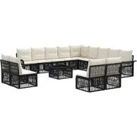 vidaXL Tuinbank Set 14 st Zwart poly rattan