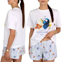 Sarcia.eu DISNEY Finding Nemo Katoenen pyjama voor dames, tweedelige zomerpyjama met korte mouwen, 100% katoen