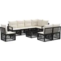 vidaXL Tuinbank Set 9 st Zwart poly rattan