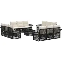 vidaXL Tuinbank Set 13 st Zwart poly rattan